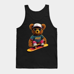 Cute teddy bear on skateboard Tank Top